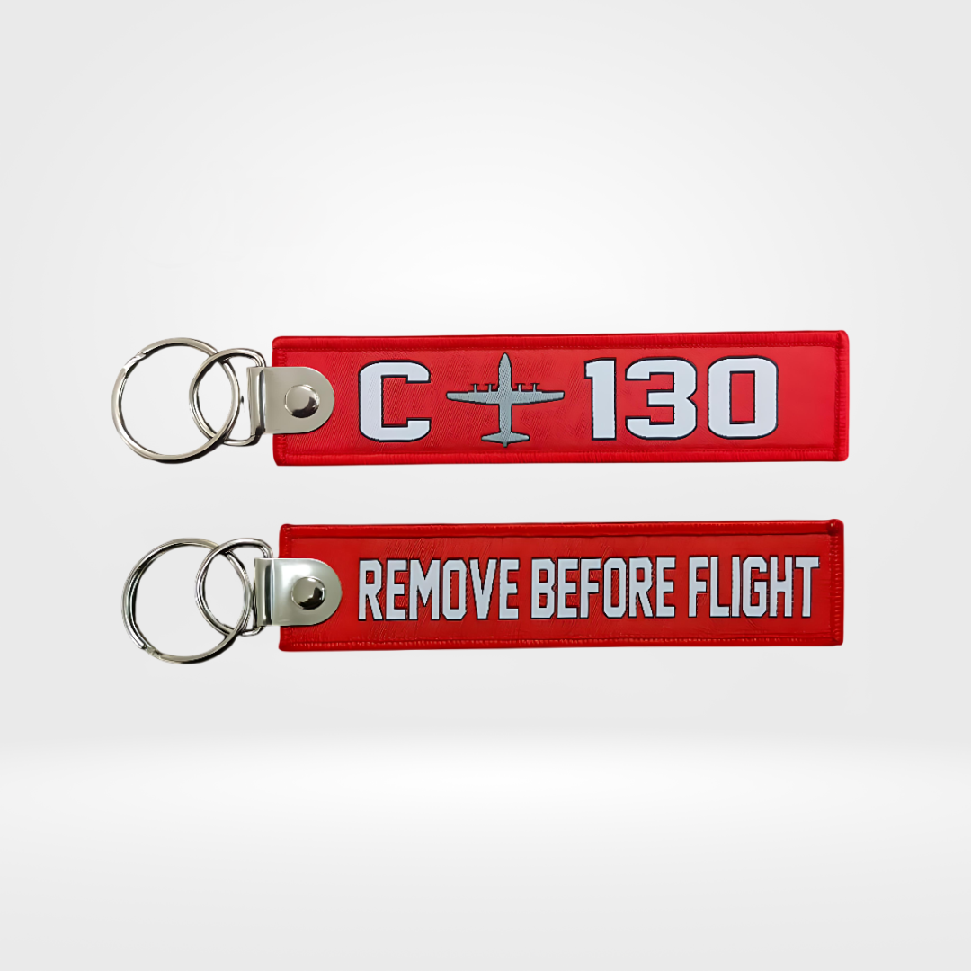 C-130 Red Fabric Keychain