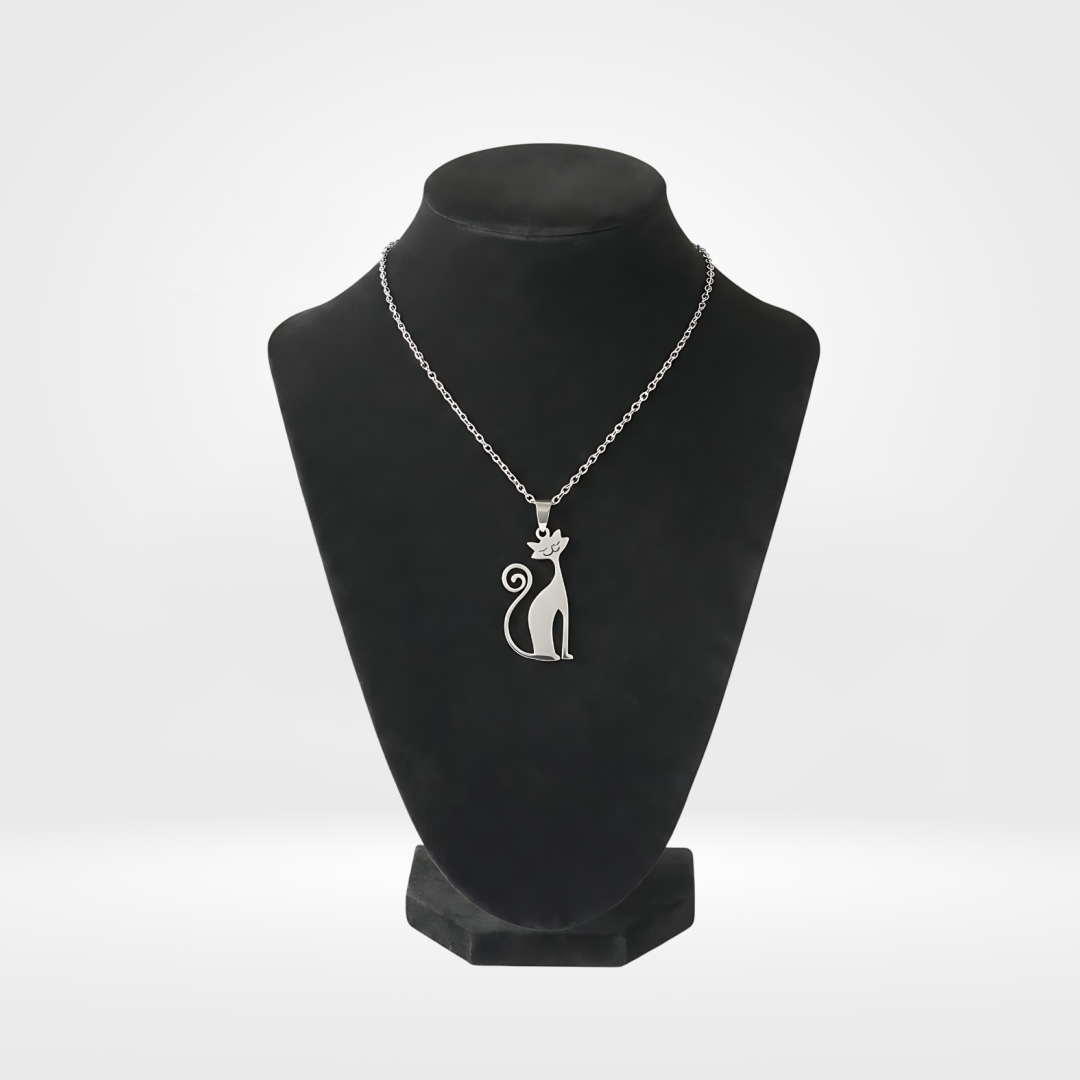 Cat Pendant Necklace Stainless Steel